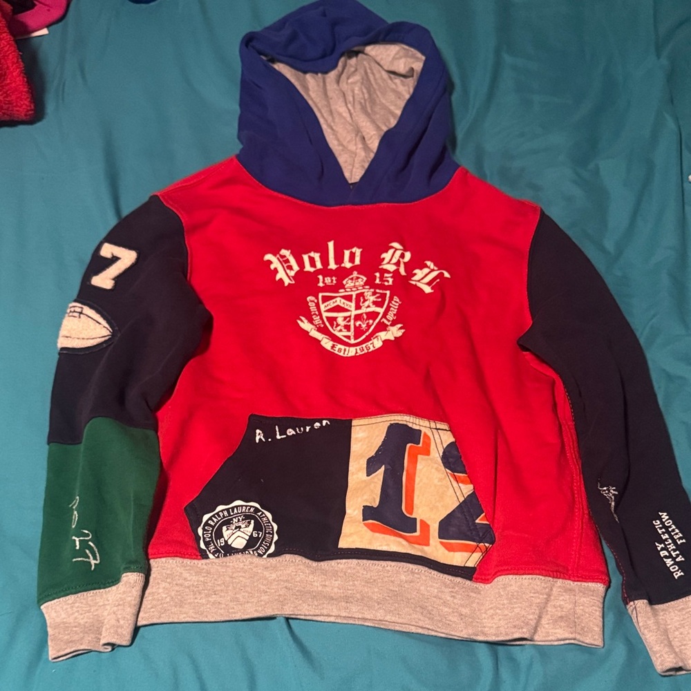Polo by Ralph Lauren Kids Red and Blue Patchwork Hoodie